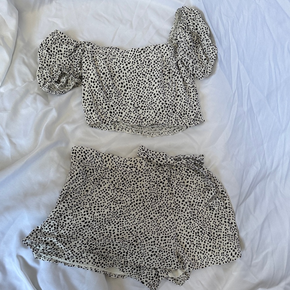 Two-Piece White and Black Dalmatian Print Set Altar’d State